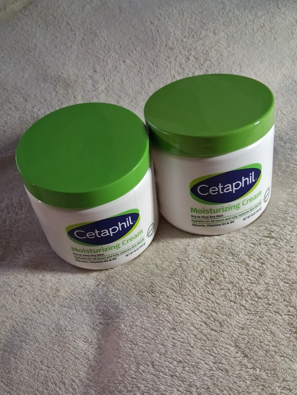 2 CETAPHIL BRAND NEW 2 -16 OZ  CONTAINERS Moisturizing Cream - Green & White Jar